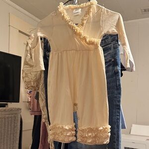 Cream Ruffled Kids One Piece